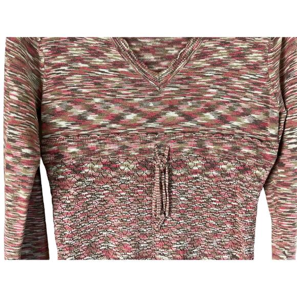 Love Women's Large Pink Cream Long Sleeve Knit Blouse Multicolor V-Neck - Picture 9 of 13